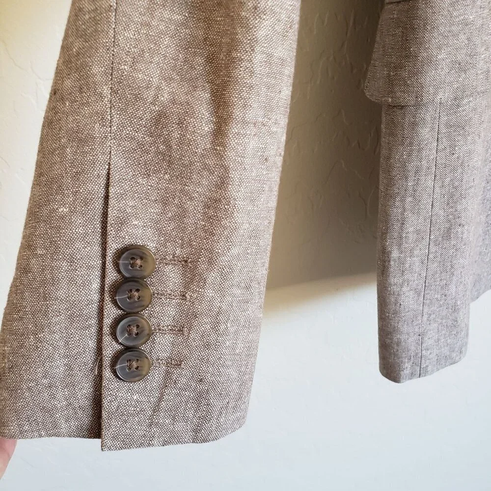 Stafford Linen Blend Classic Sport Coat Blazer Jacket Sand Men's 40 Reg Neutral